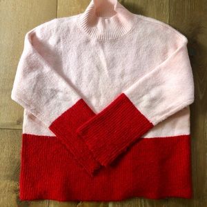Pink and Red Color-block sweater